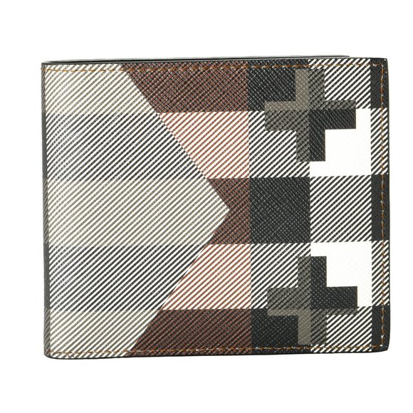 Burberry Men's Multi-Color Logo Print Textured Leather Bifold Wallet - Picture 1 of 4